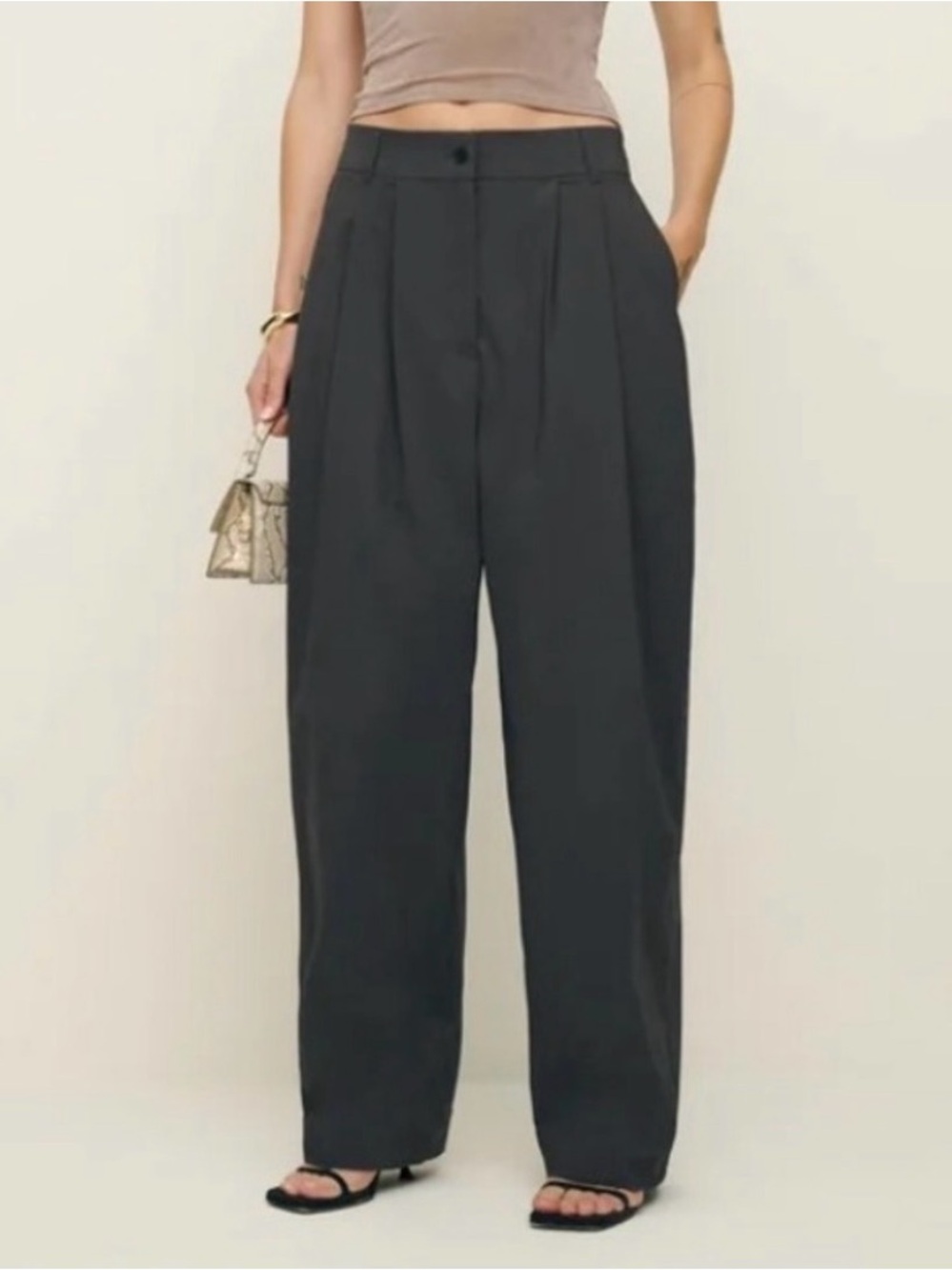 Reformation Laura Harrier Danielle Oversized Wide Leg Pleated Trouser Pants 4